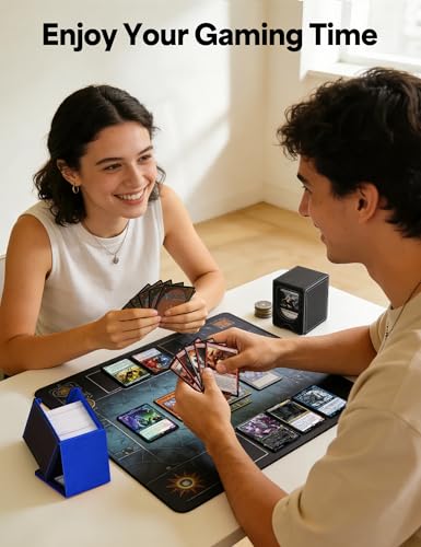 MTG Commander Deck Box, MTG Card Box with See-Through Window, Magnetic Closure Holds 100+ Double-Sleeved Cards TCG Cards(Black&Blue) - color: Black&Blue