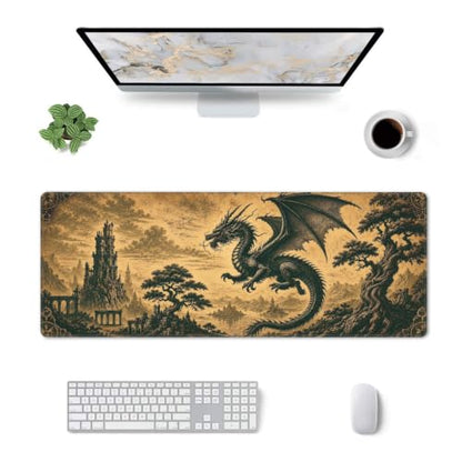 Dragon Mouse Pad XL Large Mousepad Non Slip Rubber Base Desk Mat for Laptop Computer Gaming 31.5" X 12" - color: Dragon