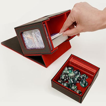 Commander Deck Box for MTG with Dice Tray - Card Deck Box Fits 100 Double-Sleeved Cards & 35PT Card Brick with Commander Display & Magnetic Holder for TCG/CCG Games-Black/Red - color: Black Red