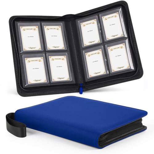 4 Pocket Top Loader Binder with Zipper, Holds 128 Cards, Portable Trading Card Album for Standard Rigid Top Loaders, TCG, Sports, Baseball, Football and Basketball Cards - color: Royal Blue, size: 4-Pocket