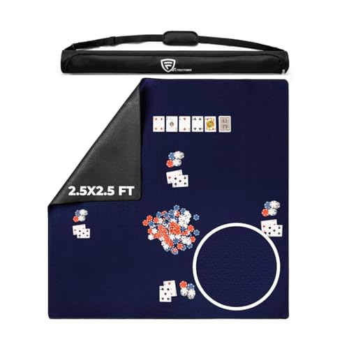 Board Game Mat for 32 x 32 in Tables, Mahjong Mat with Carrying Bag, Neoprene Playmat, Table Cover for Board Games, Tile, Poker, RPG and Dominoes- Blue - color: Blue, size: Rectangle 31.5 x 31.5 inches