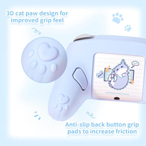 GeekShare Cat Paw Silicone Controller Skin Grips Set Compatible with Switch 2 Pro-Anti-Slip Silicone Protective Cover Case Joystick Caps for Switch 2 Pro Wireless Controller (Blue) - color: Blue