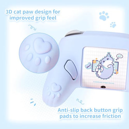 GeekShare Cat Paw Silicone Controller Skin Grips Set Compatible with Switch 2 Pro-Anti-Slip Silicone Protective Cover Case Joystick Caps for Switch 2 Pro Wireless Controller (Blue) - color: Blue