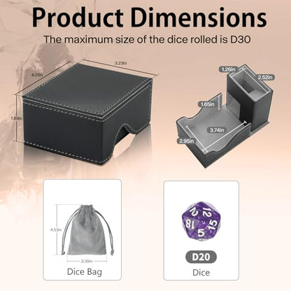 Dice Tower and Tray,Foldable Portable Dice Rolling Tower,Dice Roller Accessory for Dungeons and Dragons,Classic Board Games,RPG Games,and Tabletop Games Black/Grey - color: Black/Grey