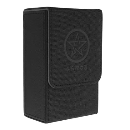SING F LTD Tarot Card Case Card Deck Box PU Leather Card Storage Box Magnetic Closure Single-Sleeved Cards Box Protect Cards Solid Black