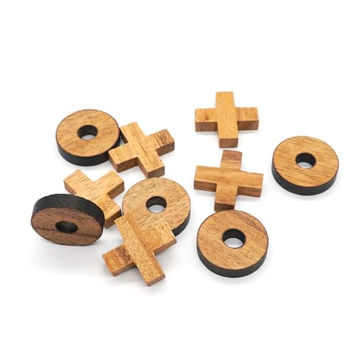 BSIRI Tic Tac Toe Wooden Board Games (Only X-O Pieces)- Unique Gifts, Fun Gifts for Adults and Use as Living Room Rustic Table Decor Ideal for Coffee Table Decor - style: Only X-O Pieces