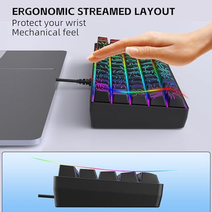 Snpurdiri 60% Wired Gaming Keyboard, 61 Keys RGB Backlit Ultra-Compact Contour Line Small Gaming Keyboard, for PC/Mac Gamer, Typist, Travel, Easy to Carry on Business Trip (Black) - color: Black(Contour-line)