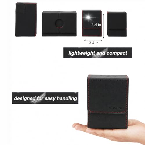 MTG Deck Box for Commander Display,Card Deck Box Fits 100 Double Sleeved Cards, TCG Card Storage Box with 2 Dividers and 1 Toploader (Black＆Red) | Holds 120 Single/100 Double-Sleeved Cards, Fit MTG/PTCG/OPTCG Cards, Strong Magnet, PU Leather, With 2 Divid