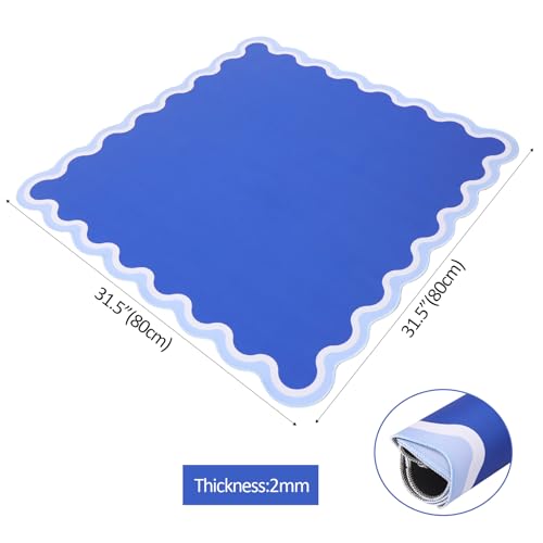 TIASUSAN Dark Blue Mahjong Mat (31.5” x 31.5”) with Black Carrying Bag, Anti-Slip, Noise-Reducing Mahjong Mat for Table, Board Games and Card Games - color: Dark Blue