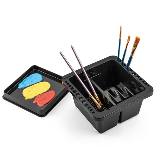 MyLifeUNIT Paint Brush Cleaner, Paint Brush Holder and Organizers for Acrylic, Watercolor, and Water-Based Paints (Black) - color: Black