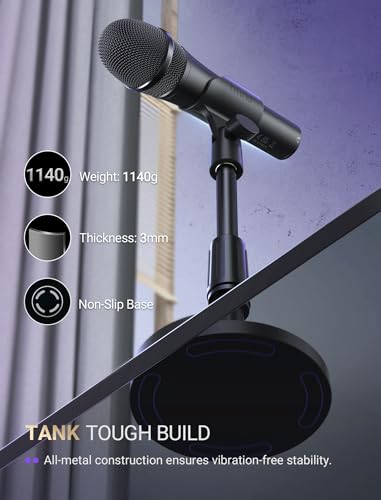 FIFINE AmpliTank TANK2 USB/XLR Dynamic Microphone for Podcast Recording | Studio Desktop Mic with Mute Button, Height-Adjustable Stand, Windscreen for Vocal, Streaming, Voice Over, Black