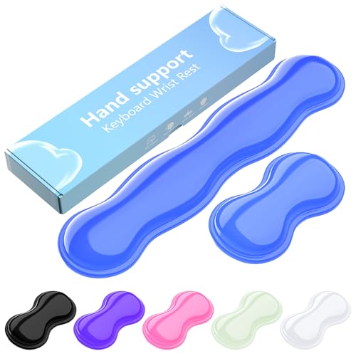 MOKURU Gel Keyboard and Mouse Wrist Rest Set, Comfort Ergonomic Wrist Support, for Wrist Pain Relief, Computer Keyboard Wrist Rest (Blue) - color: Blue
