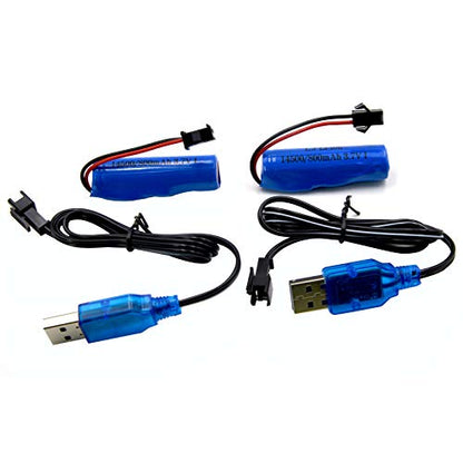 Blomiky 2 Pack 3.7V 800mAh Li-ion Rechargeable Battery SM 2P Plug with USB Cable for Double Sided RC Stunt Car Small RC Boat Tumbling Amphibious RC Car RC Truck/ C63 Battery and USB 2