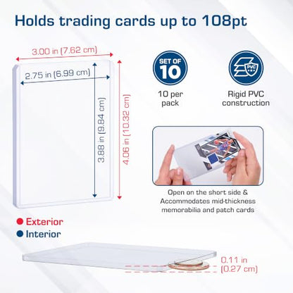 BCW 108 PT. Thick Card Topload Holder - Pack of 1 | Durable Rigid PVC Toploader | Toploaders for Memorabilia, Jersey, Patch, and Relic Cards - color: 108 Pt. / 2.75 Mm