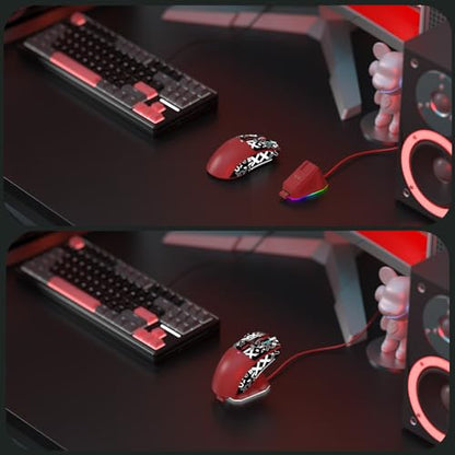 ATTACK SHARK X11 59g Lightweight Wireless Gaming Mouse,RGB Charging Dock,Tri-Mode-BT/2.4G Wireless/Wired Mouse with Grip Tape,22000 DPI,5 Programmable Buttons for Pc/Mac/Xbox(Red&Sticker) - color: Red & Griptape