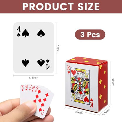 3 Pack Small Deck of Cards, Fun & Portable Smal Playing Cards for Travel, Camping, Parties, Cute & Durable 1.18 x 1.57 Inch Deck, Perfect for Game Nights with Friends & Family