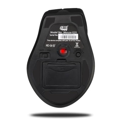Adesso iMouse G25 Wireless Ergonomic Mouse with 3 Levels Adjustable DPI 800 1200 1600 2 Internet Navigation Buttons 2.4 GHz RF Black Right Hand Right Handed Mouse for Office Desktop PC Laptop