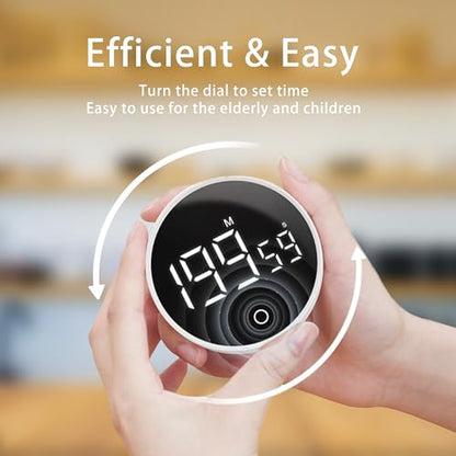 Digital Kitchen Timers, Visual timers Magnetic Countdown Countup Timer Large LED 200 Minutes Display Volume Adjustable for Cooking Fitness Studying, Easy for Kids and Seniors - color: White