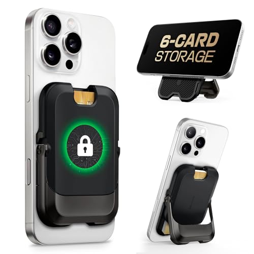 SUPCASE for MagSafe Wallet with Stand, Magnetic Wallet for Men Women, [Hold 6 Cards] [RFID Blocking] [Strong Magnetic Lock] Phone Stand Card Holder for iPhone 17/16/15/14/13/12 Series, Carbon Black - color: Carbon Black