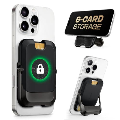 SUPCASE for MagSafe Wallet with Stand, Magnetic Wallet for Men Women, [Hold 6 Cards] [RFID Blocking] [Strong Magnetic Lock] Phone Stand Card Holder for iPhone 17/16/15/14/13/12 Series, Carbon Black - color: Carbon Black