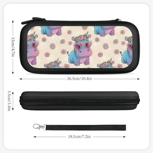 PPIKTC Portable Game Protection Case Compatible with Nintendo Switch, Hard Shell Shockproof Carrying Case, Heart Glasses Hippo Game Bag - color: Design (331)