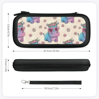 PPIKTC Portable Game Protection Case Compatible with Nintendo Switch, Hard Shell Shockproof Carrying Case, Heart Glasses Hippo Game Bag - color: Design (331)