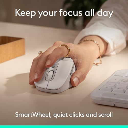 Logitech Signature Comfort Plus M850 L Wireless Mouse - Off White | Bluetooth, palm cushion, 24-month battery, customizable buttons, for Windows, Mac, iPad - color: Off White, style: With Palm Cushion