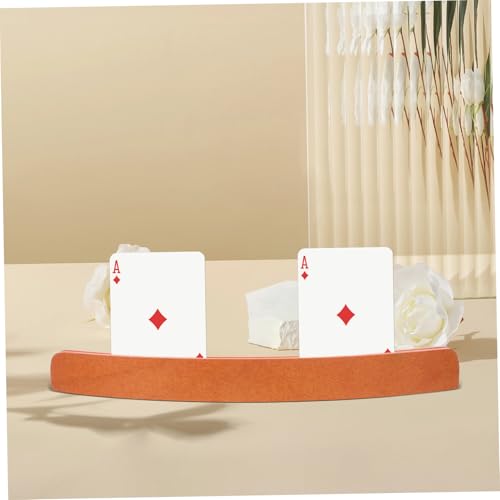 Card Holder for Desk Wood Card Rack Poker Stand Display Storage Stylish Wooden Finish
