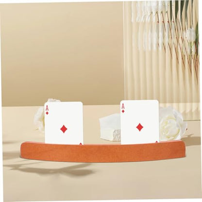 Card Holder for Desk Wood Card Rack Poker Stand Display Storage Stylish Wooden Finish