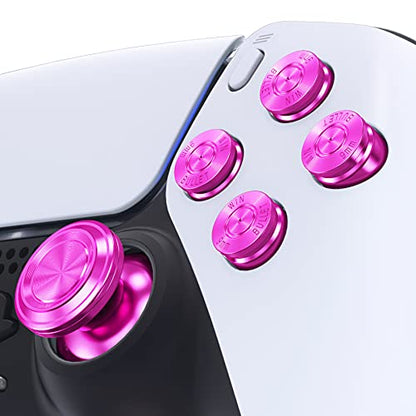 eXtremeRate PS5 컨트롤러용 퍼플 메탈 썸스틱 Dpad ABXY 버튼, 맞춤형 교체 알루미늄 아날로그 엄지 스틱 및 액션 버튼 및 방향 키 - 컨트롤러 없음 - color: 퍼플.