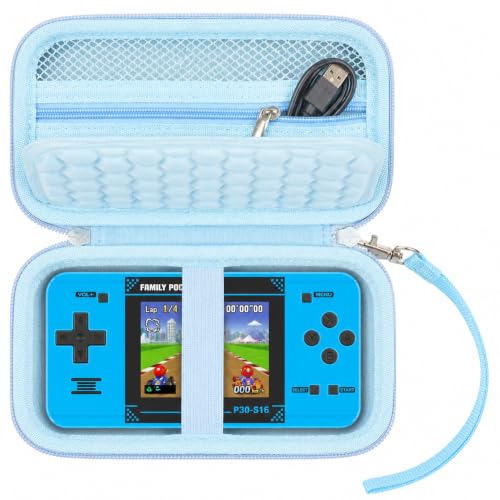 casmilee Handheld Game Console Case for WELLST·G/TaddToy/Beijue | Hard Shell, Padded Divider and Mesh Pocket, Carabiner Carry, for Kids and Adults, Case Only, Light Blue - color: Light Blue