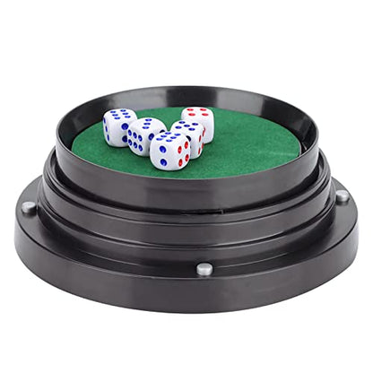 SUNGOOYUE Automatic Set, Anti Trap Black Dice Cup Shaker with 5 Dices and Transparent Plastic Cover, for KTV Pub Bar Family Friends Party Games