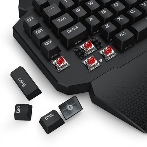 Redragon K758 Wired One-Handed RGB Mechanical Gaming Keyboard, 39 Keys Type-C Professional Gaming Keypad w/Upgraded Hot-Swappable Socket, 4 Onboard Macro Keys & Dedicated Wrist Rest