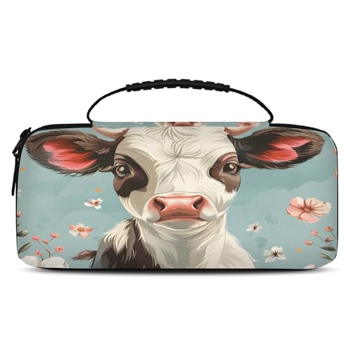 Adornori Cow Carry Case Compatible with Nintendo Switch 2, with 20 Games Cartridges, Flower Cow Portable Travel Carrying Case Pouch for Accessories & Games - color: Multicolor 17