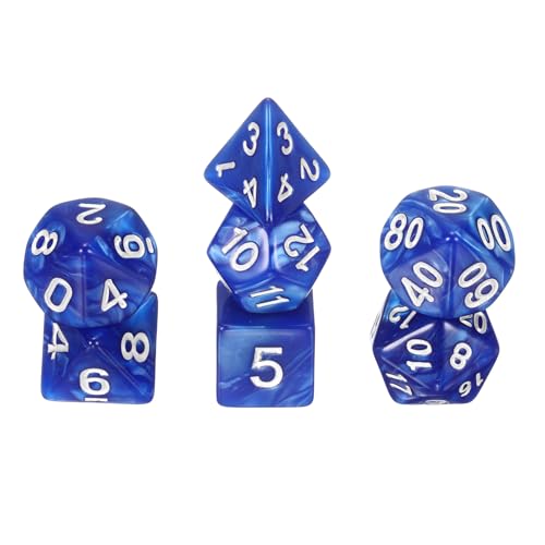 uxcell Polyhedral Dice Set, 7 Pcs Acrylic Dice for Role Playing Table Games Tabletop Gaming Accessories, Pearl Pattern Blue - color: Pearl Pattern Blue