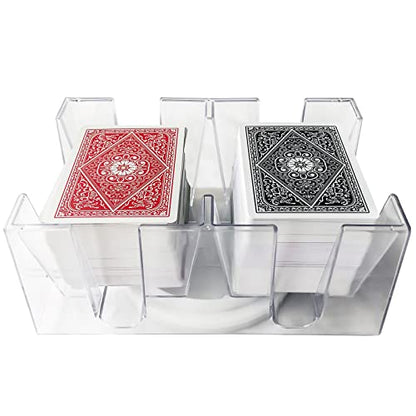 Yuanhe Canasta Playing Card Holder - 6 Deck Revolving Card Tray for Kids & Adults, Rotating Cards Holder for Poker, Canasta, Hand & Foot, Rummy, Go Fish, UNO Games - size: 7.24(L) x 5(W) x 3.3(H) inches