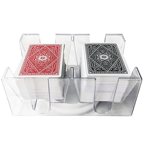 Yuanhe Canasta Playing Card Holder - 6 Deck Revolving Card Tray for Kids & Adults,Rotating Cards Holder for Poker, Canasta, Hand & Foot, Rummy,Go Fish,UNO Games (Pack of 2) - size: 7.24(L) x 5(W) x 3.3(H) inches (Pack of 2)