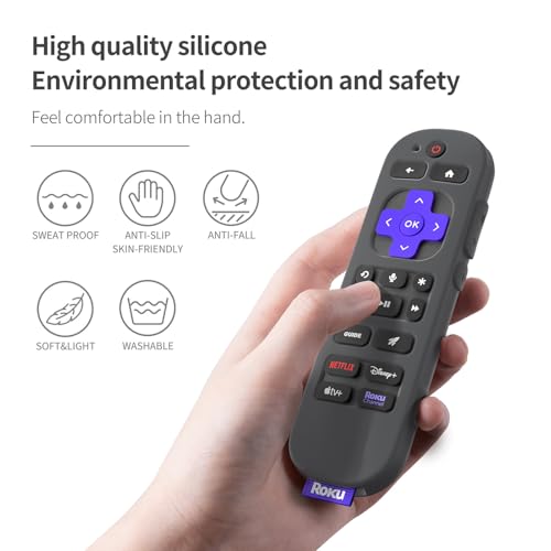 Silicone Cover for Roku Voice Remote Pro 2nd Ed. Roku Remote Control RCB1R Protective Silicone Case Sleeve Shockproof Skin for Roku Remote with Lanyard (Dark Grey) - color: dark grey