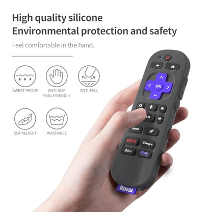 Silicone Cover for Roku Voice Remote Pro 2nd Ed. Roku Remote Control RCB1R Protective Silicone Case Sleeve Shockproof Skin for Roku Remote with Lanyard (Dark Grey) - color: dark grey