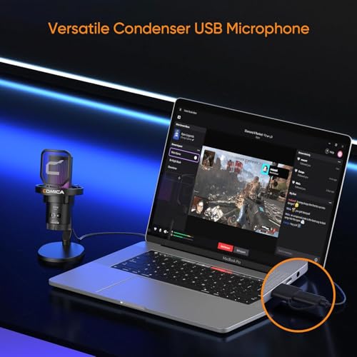 COMICA EJoy Uni USB Condenser Microphone – Computer Mic with Noise Cancellation, Mute, Gain, Monitoring – for Streaming, Podcast, Gaming, YouTube, PC, Mac, PS5, PS4 (Desktop Mic)