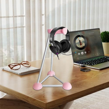 Headphone Stand, Desktop Headset Holder, Desk Earphone Stand, Gaming Headsets, for SteelSeries/Logitech/HyperX/Sony/Beats/Sennheiser/Anker/Xbox, and All Headphones.(Red) (Pink) - color: pink