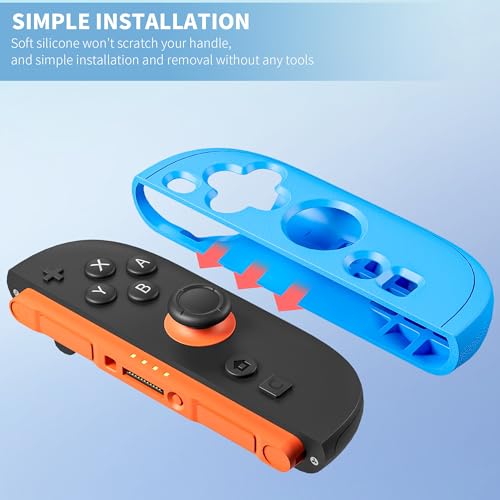 PAWDIARY Switch 2 Controller Case Silicone Softshell, [2 Pieces] Frosted Switch 2 2025 Grip Cover Protector and 2 Thumb Caps, Comfort Handheld Controller Skin Accessories - Red&Blue - color: Red-Blue