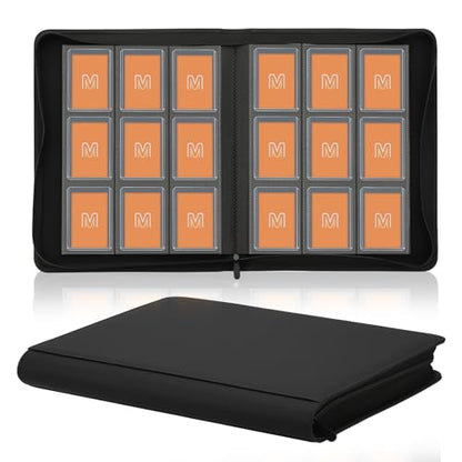 Toploader Binder,Trading Card Binder Storage Hold up 288 Cards 9-Pocket Top Loader Binder with Sleeves for 3"x4" Rigid Toploaders Hard Cases (9Black) - color: 9Black