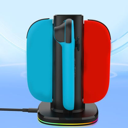 Four Slot Charging Stand Charging Consoles Dock Holder Compatible for NS 2 Dock Station Stand Game Console Station