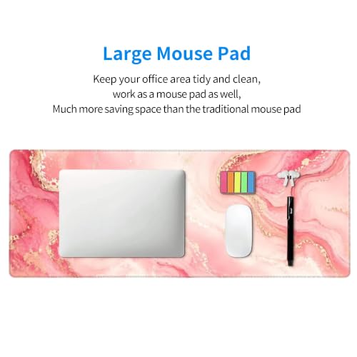 Pink Gold Marble Mouse Pad XL Large Mousepad Non Slip Rubber Base Desk Mat for Laptop Computer Gaming 31.5" X 12" - color: Pink Gold Marble
