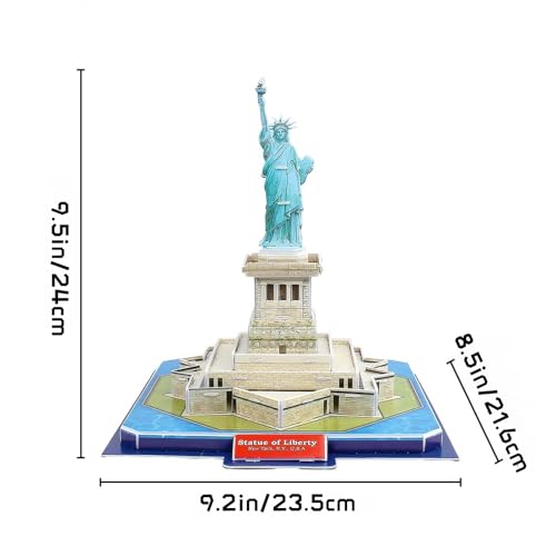 Architecture World Famous of 3D Puzzle.Build Your Own Collection of 17 Global Landmarks (Notre Dame, Colosseum) - Educational DIY Model Kit for Kids & Adults. (Statue of Liberty) - color: Statue of Liberty