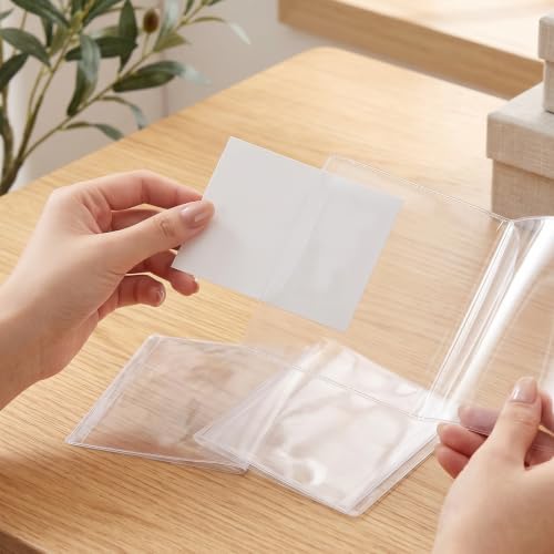4 Pack 2026 American Mahjong Card Sleeves,Clear Plastic Card Protector Covers,Tri Fold Non Glare Holders Compatible with 6 1/8" x 4 3/4" Large Print Mahjong Cards for Game Accessories