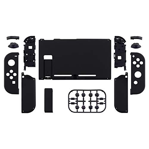 eXtremeRate DIY Replacement Shell Buttons for Nintendo Switch, Soft Touch Back Plate for Switch Console, Custom Housing Case with Full Set Buttons for Joycon Handheld Controller - Black - color: Black