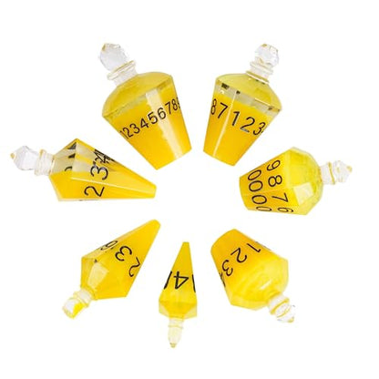 7PCS Potion DND Dice Set,Transparent Sharp Edge Dice Set D&D RPG Polyhedral Die,for Dungeons & Dragons, Pathfinder, and TTRPG Roleplaying Games.(Yellow) - color: Yellow