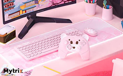 Mytrix Cute Wireless Controller, Pro Controller Wireless Gamepad Bundle with Breathing Light, Macro, Headphone Jack, Turbo-Pink Berry - color: Pink Berry